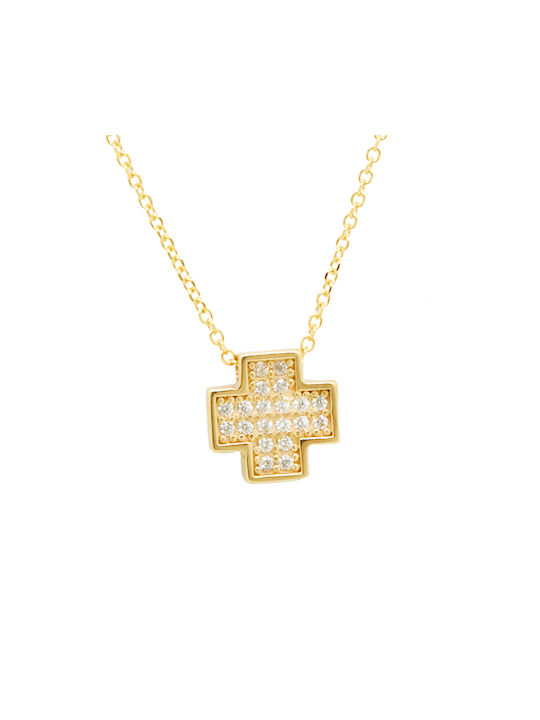 Damen Gold Kreuz 14K mit Kette