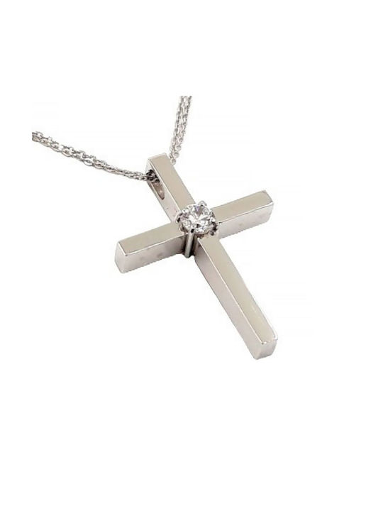 Damen Weißgold Kreuz 14K mit Kette