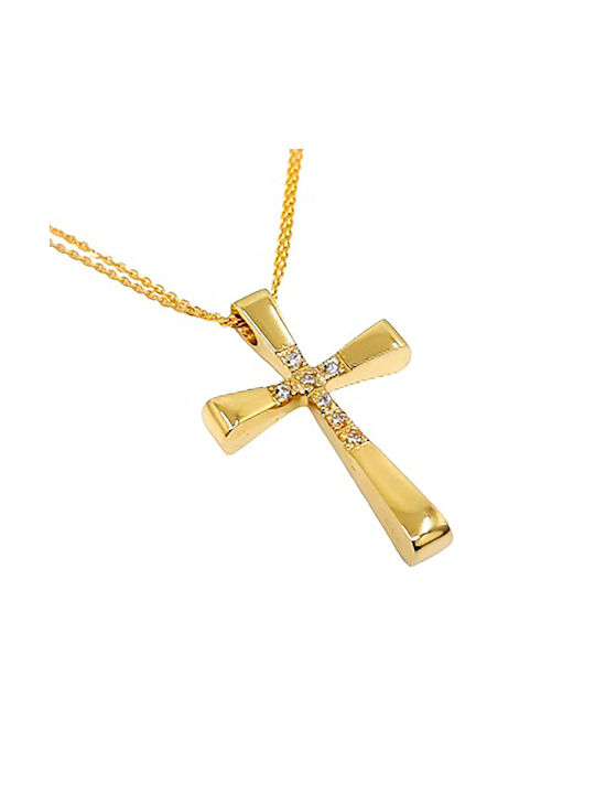 Damen Gold Kreuz 14K mit Kette