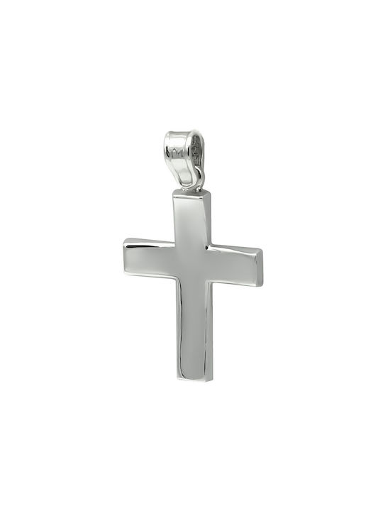 Men's White Gold Cross 14K