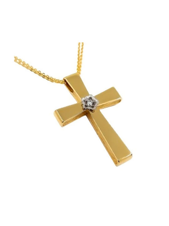 Damen Gold Kreuz 14K mit Kette