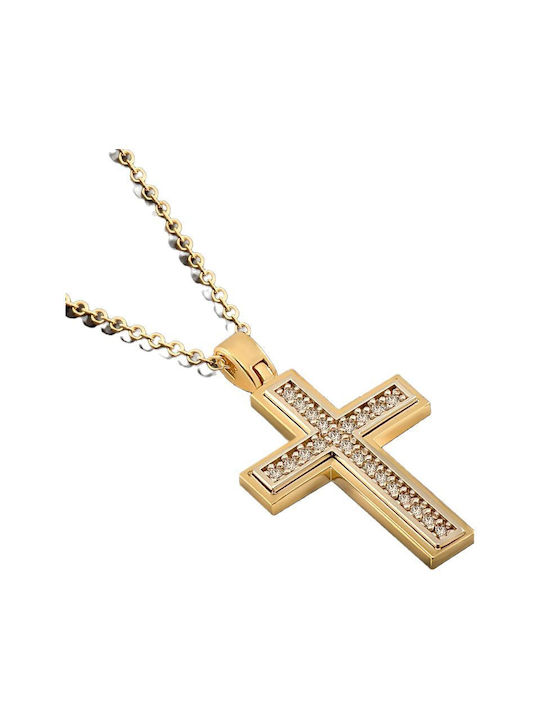 Damen Gold Kreuz 14K mit Kette