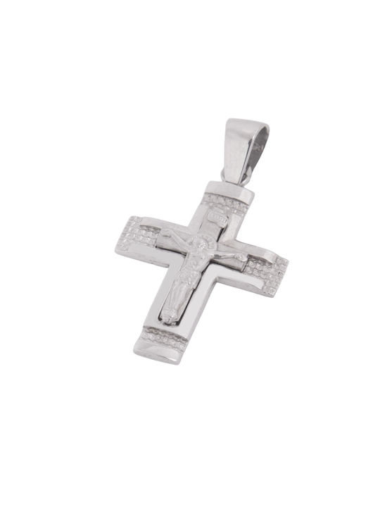 Men's White Gold Cross 14K with the Crucified