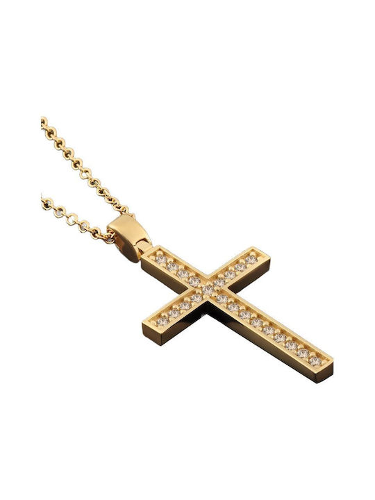 Damen Gold Kreuz 14K mit Kette