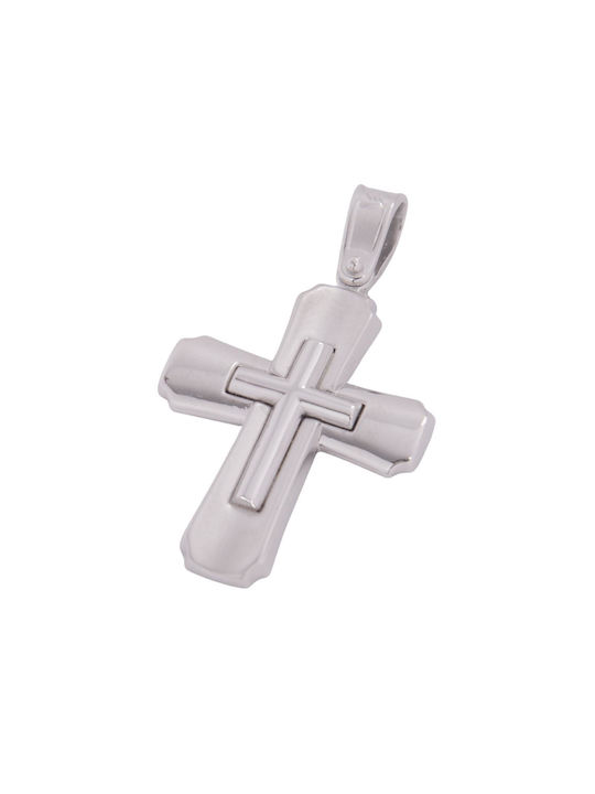 Men's White Gold Cross 14K