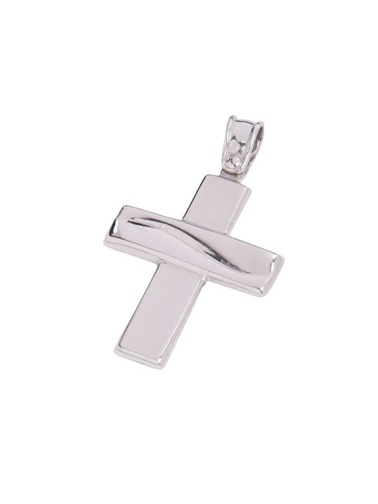 Men's White Gold Cross 14K