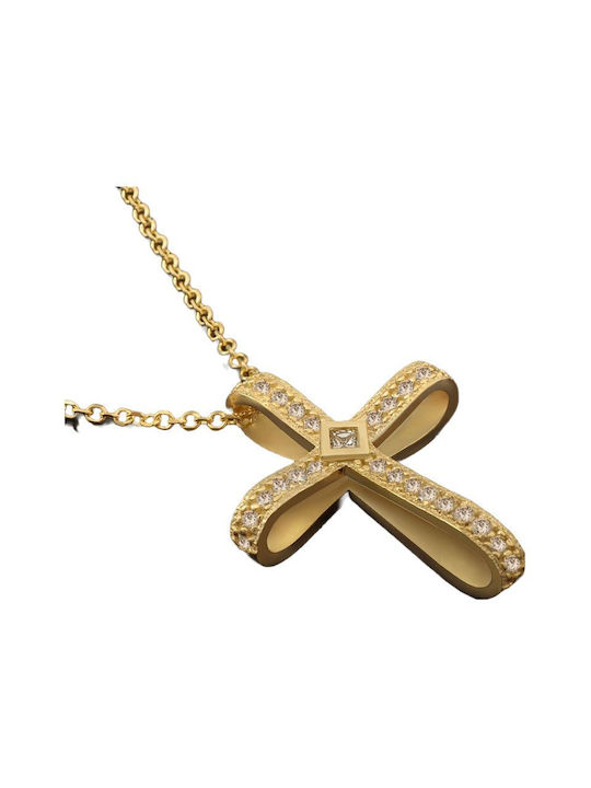 Damen Gold Kreuz 14K mit Kette