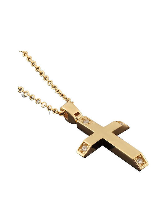 Damen Gold Kreuz 14K mit Kette