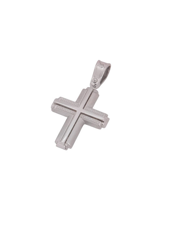 Men's White Gold Cross 14K