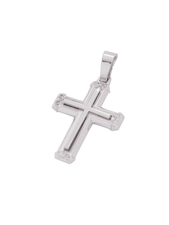 Men's White Gold Cross 14K