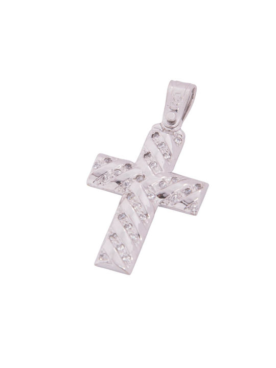 Men's White Gold Cross 14K