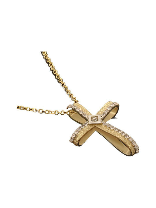 Damen Gold Kreuz 14K mit Kette