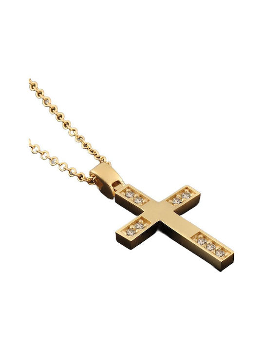 Damen Gold Kreuz 14K mit Kette