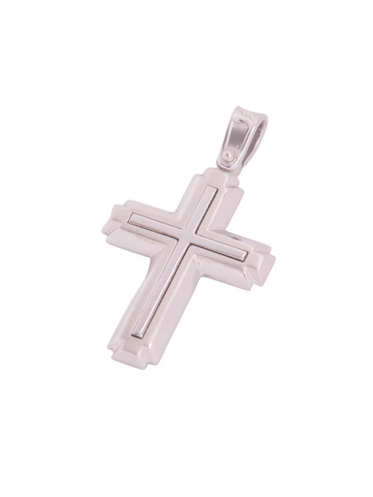 Men's White Gold Cross 14K