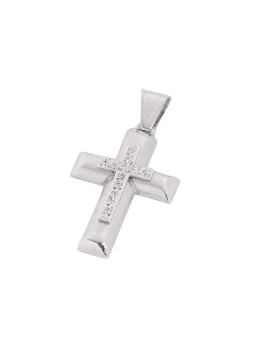 Damen Weißgold Kreuz 14K