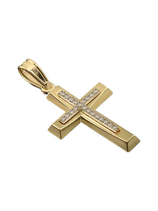 Damen Gold Kreuz 14K mit Kette