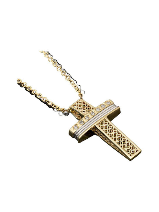 Damen Gold Kreuz 14K mit Kette