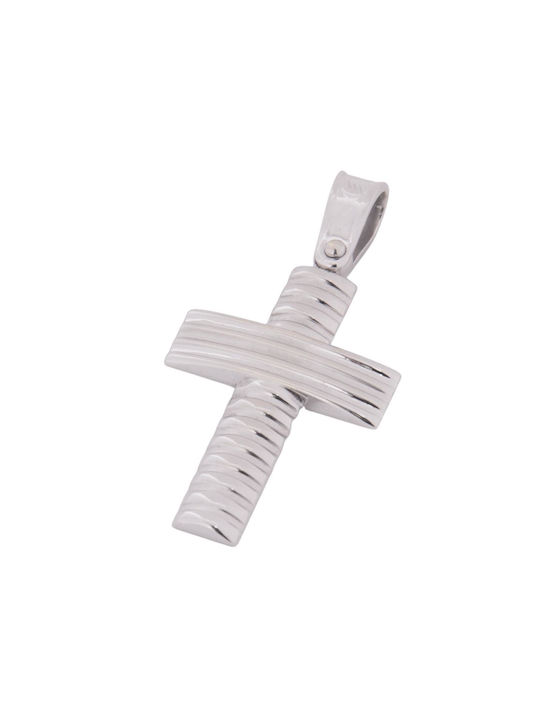 Men's White Gold Cross 14K