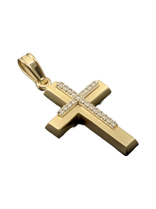 Damen Gold Kreuz 14K mit Kette