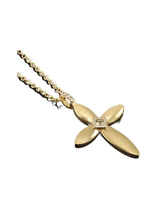 Damen Gold Kreuz 14K mit Kette