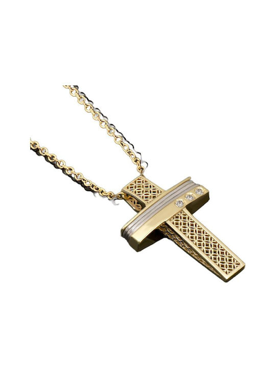 Damen Gold Kreuz 14K mit Kette