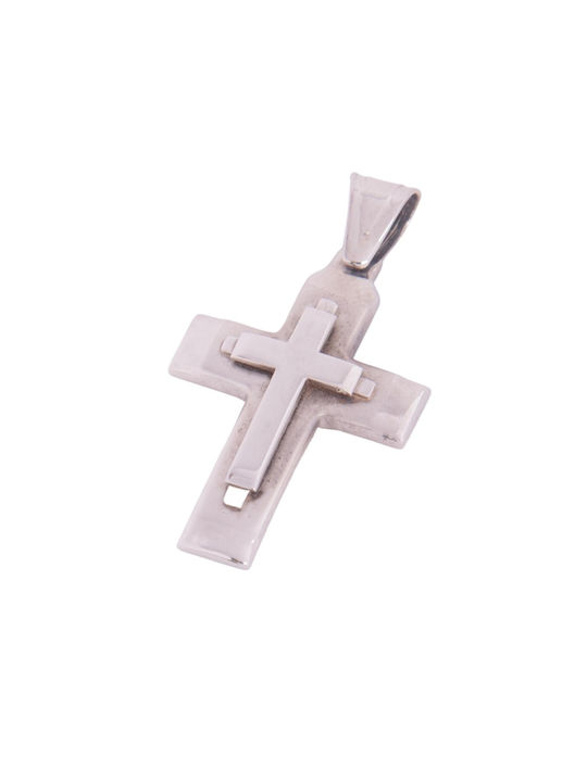 Men's White Gold Cross 14K