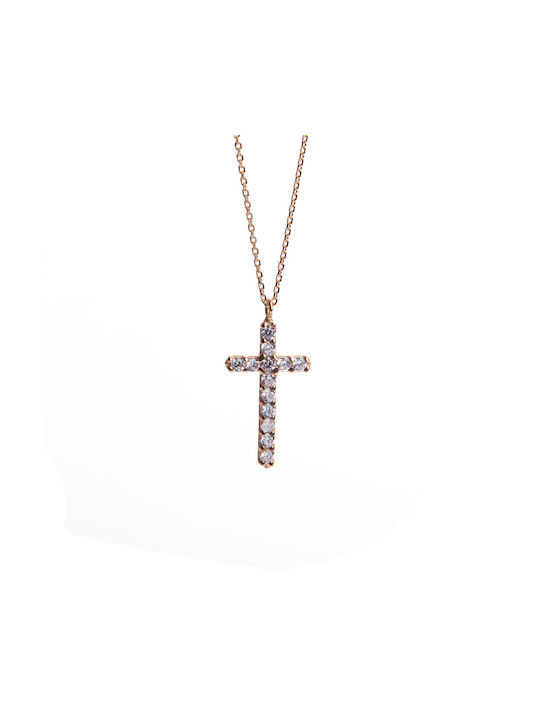 Roségold Kreuz 14K mit Kette