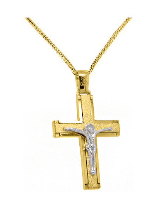 Herren Gold Kreuz 14K mit dem Gekreuzigten mit Kette