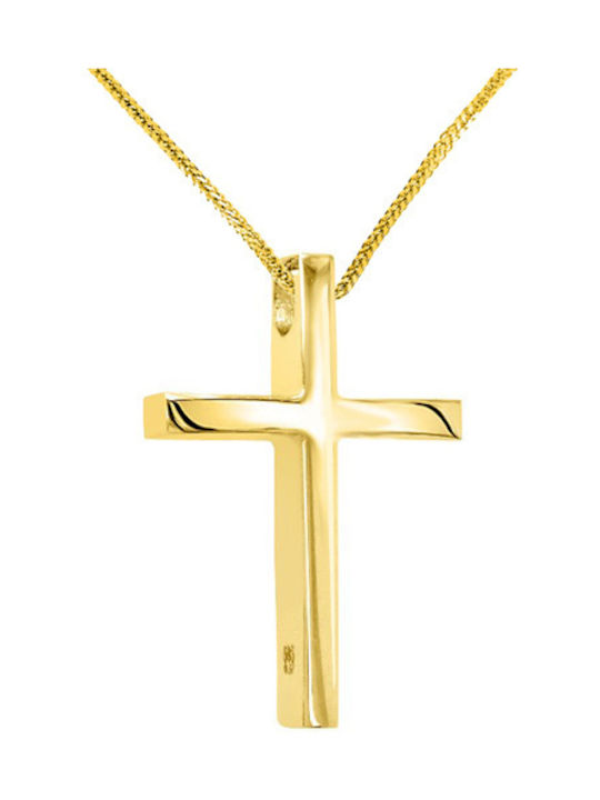 Herren Gold Kreuz 14K mit Kette