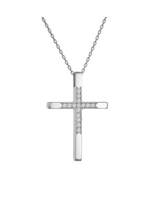 Weißgold Kreuz 14K mit Kette