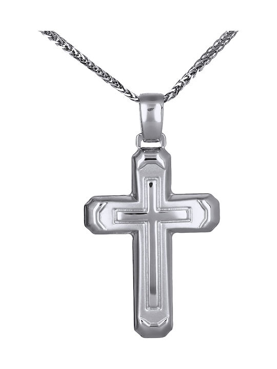 Men's White Gold Cross 14K