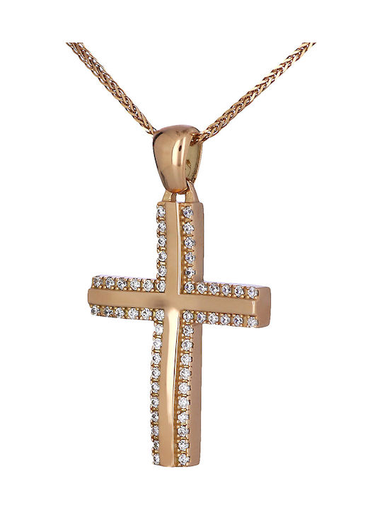 Damen Roségold Kreuz 14K