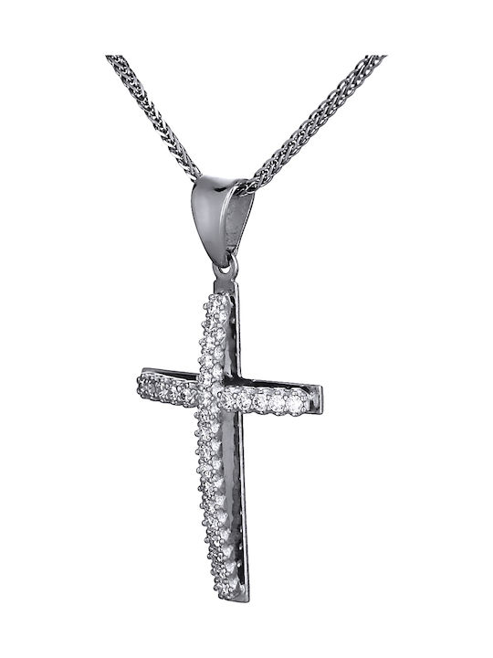 Damen Weißgold Kreuz 14K