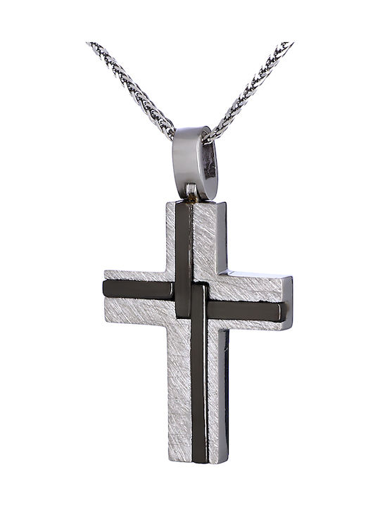 Men's White Gold Cross 14K