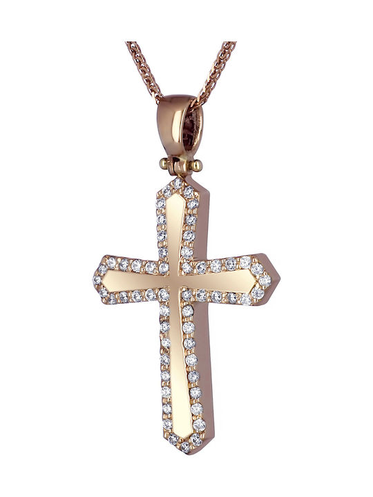 Damen Roségold Kreuz 14K