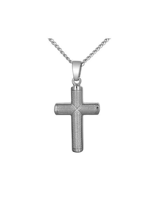 Men's White Gold Cross 14K