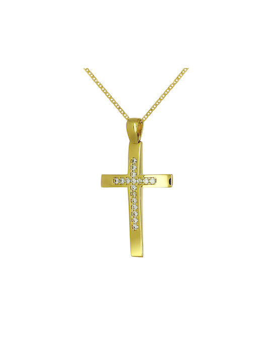 Damen Gold Kreuz 9K mit Kette