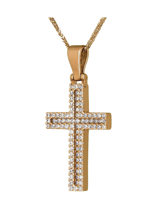 Damen Roségold Kreuz 14K