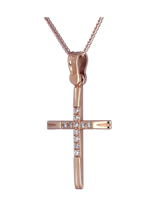 Femeiesc Aur roz Cruce 14K