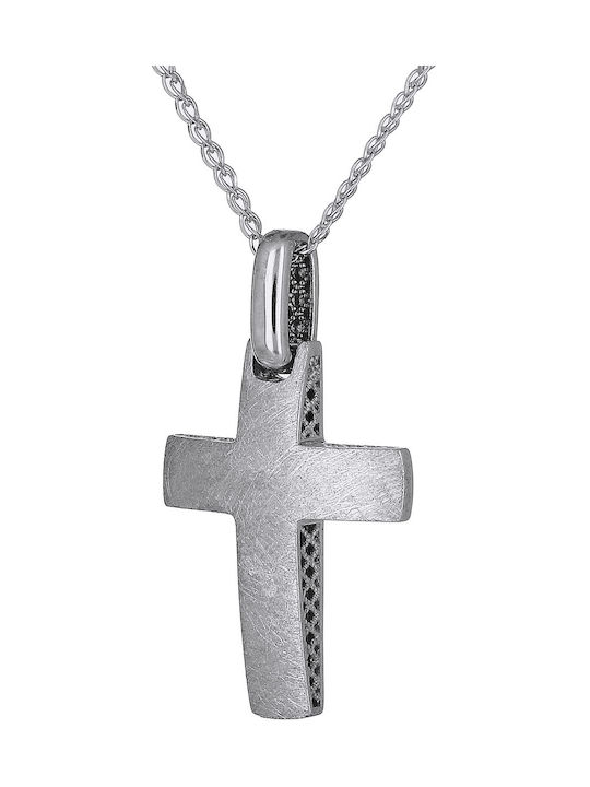 Men's White Gold Cross 14K