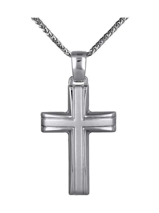 Herren Weißgold Kreuz 14K