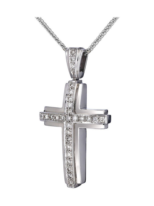 White Gold Cross 18K