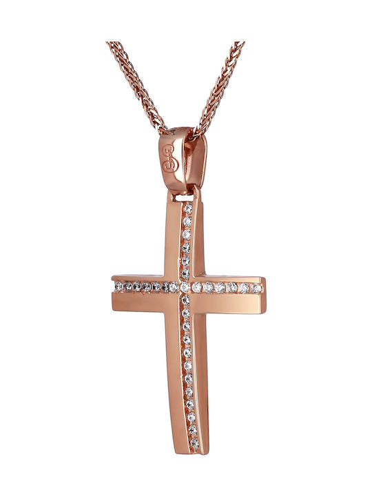 Damen Roségold Kreuz 14K