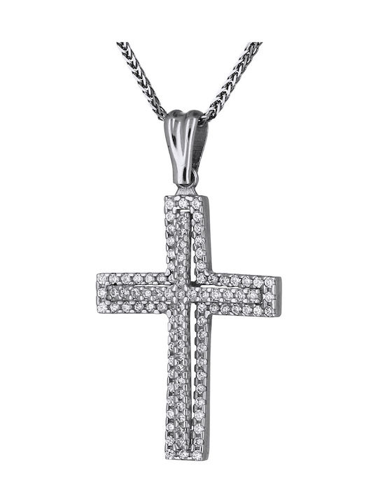 Damen Weißgold Kreuz 14K