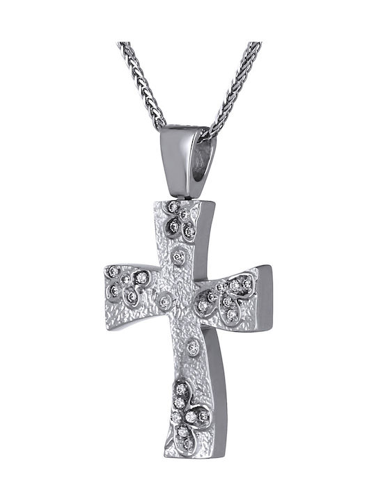 Damen Weißgold Kreuz 14K