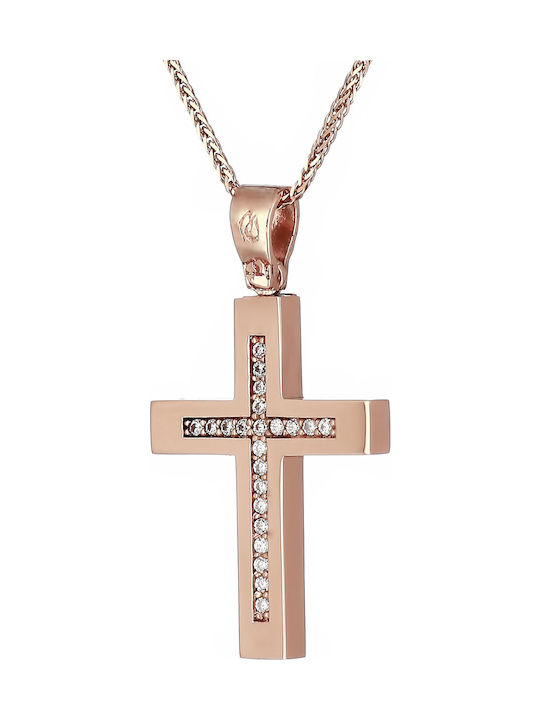 Femeiesc Aur roz Cruce 14K