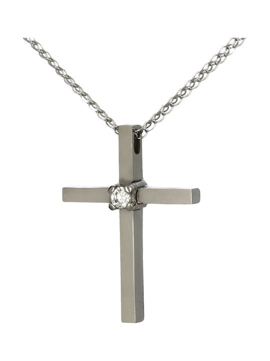 Damen Weißgold Kreuz 14K