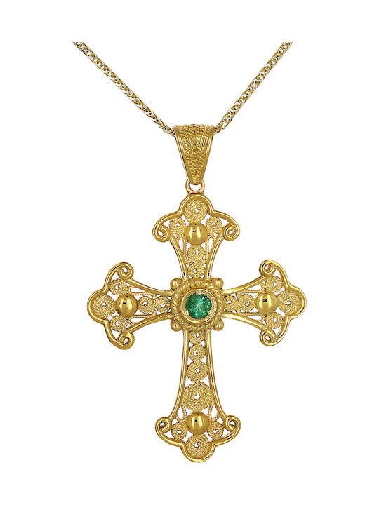 Damen Gold Byzantinisch Kreuz 14K