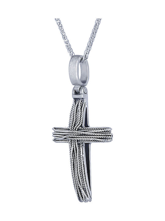 Men's White Gold Cross 14K