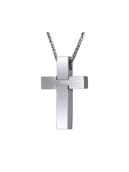 Men's White Gold Cross 14K